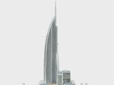 Futuristic Skyscraper Architectural Model Low-poly 3D model