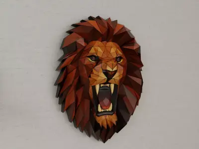Polygonal  Lion Wall Art 3D print model