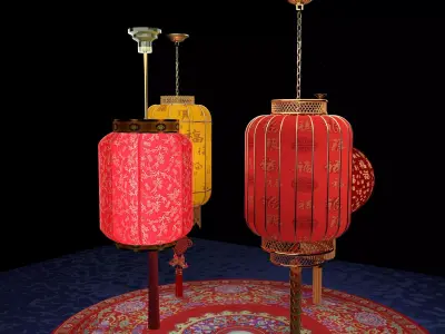 Chinese red  lantern 3D model buy