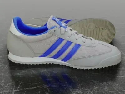 ADIDAS 3D SHOES - WHIE - BLUE - DRAGON Low-poly 3D model