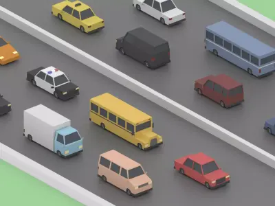 Cartoon City Cars Pack Low-poly 3D model