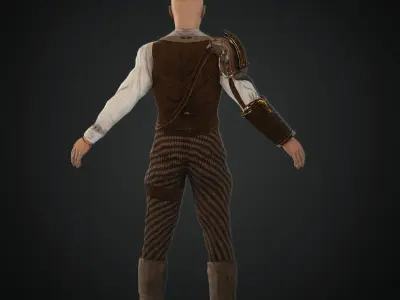  Steampunk rigged character Low-poly 3D model