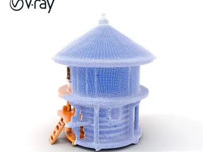 Round Wooden Cabin Model Pack Low-poly 3D model