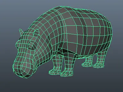Low Poly Hippopotamus Low-poly 3D model
