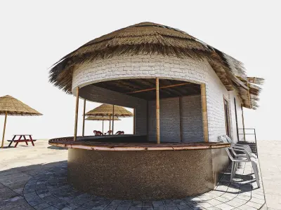 Beach Bar Low-poly 3D model