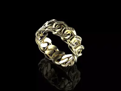 Beaded Cuban Link Ring Size 10 3D print model