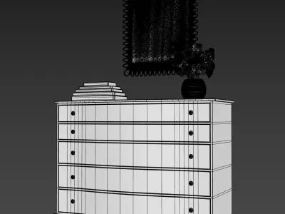 wooden dresser with four drawers 3D model