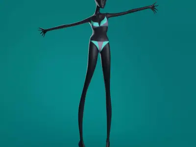 Woman Swimsuit VS V-splice Bralette blue 3D model