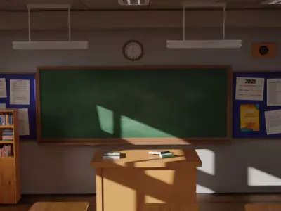 Stylized Anime Classroom - 3D Scene for Games and Animation 3D model