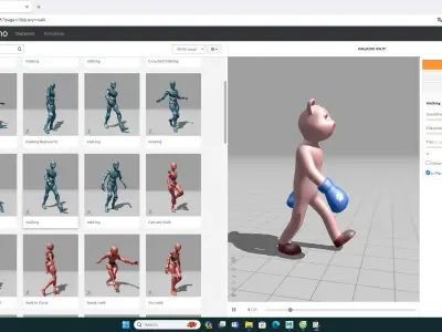 Boxing Pig Animal Animated Low-poly 3D model