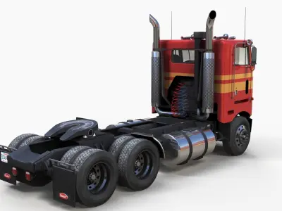 Peterbilt 362 daycab truck Low-poly 3D model