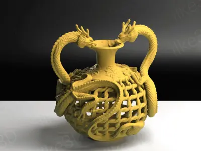 Dragon Vase  Decoration Flower Pot from China and Asia 3D STL 3D print model
