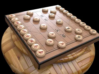 Chinese chess with display stand 3D model