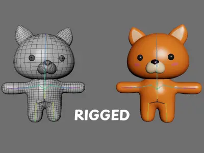 Chubby Fox Animated for Games  Low-poly 3D model