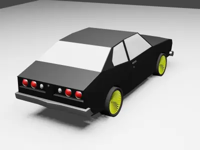 Low poly car with wheels Low-poly 3D model