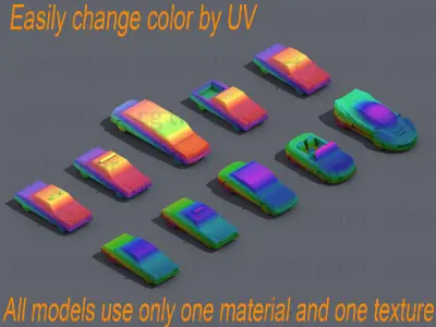 Low Poly Car Pack 02 Isometric Low-poly 3D model