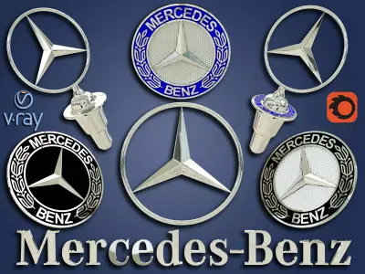 Mercedes-Benz logo set 3D model