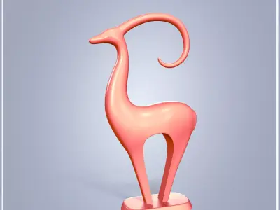 Abstract Deer Figurine - Ready for 3D Printing Low-poly 3D model