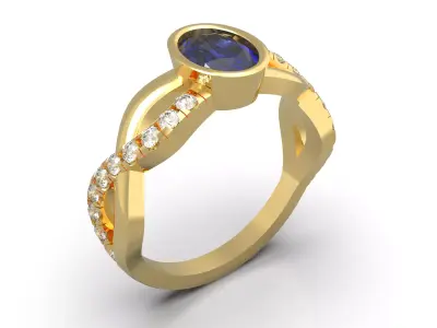 Twisted Half Infinity Engagement Ring 3D print model