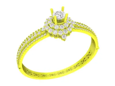 Elegant Floral Cluster Double Band Gold Ring for Women 5818 3D print model