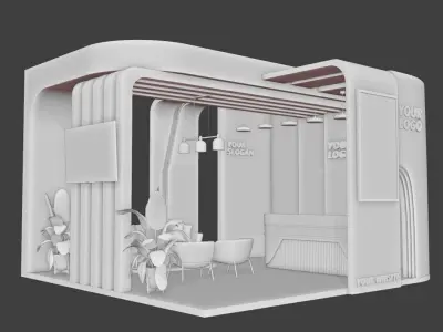 booth design exhibition 2 Low-poly 3D model