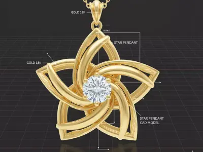 Eternal Star Blossom Pendant  Luxury Gold Diamond Floral Design 3D print model