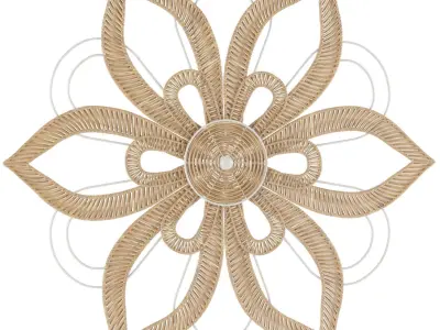 Olivia May Rattan Floral Daisy Wall Decor with Metal Wire Brown 3D model