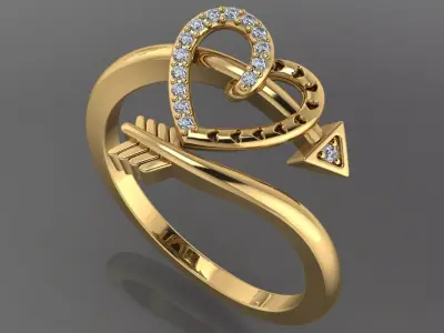 anillo tipo flecha corazon  3D print model