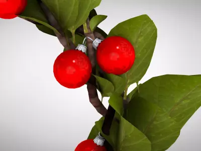 Christmas Wreath - Red Flowers 3D Model 3D model