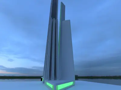 futuristic skyscraper 3D model