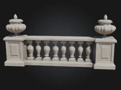 Marble Balustrade Design  Refined Sophistication in Classic Form 3D model