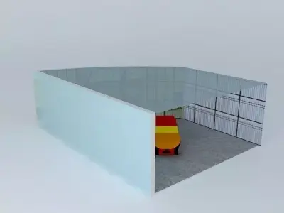 Model auta glass building with car in it Free 3D model