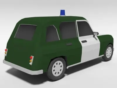Low Poly Cartoon Retro Police Car Low-poly 3D model