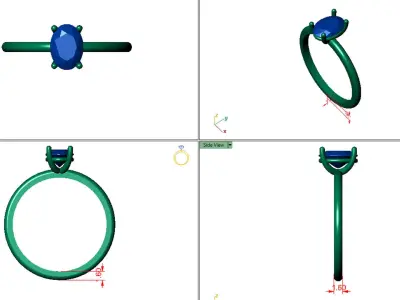 Oval Solitaire Ring Printable model 3dmodel  3D print model