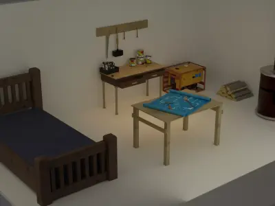 Workshop generator in wooden box 3D model