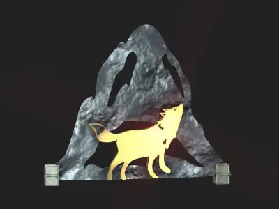 Wolf mountain stand Decoration Low-poly 3D model
