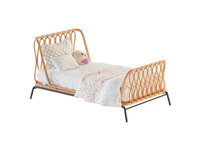 Rattan Kids Twin Bed 3D model