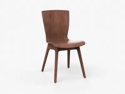 Crest Bentwood Dining Chair in walnut  Low-poly 3D model
