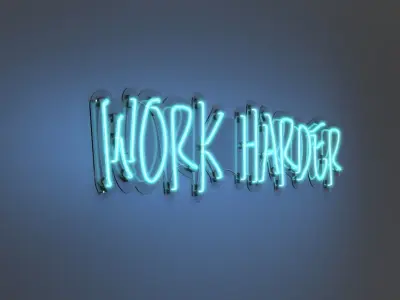 Work Harder - Neon Sign 3D model