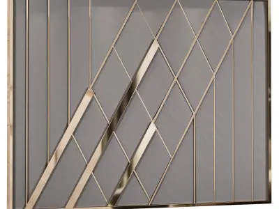 Decor geometric wall art in gold and silver 3D model