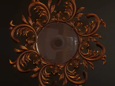 Round Frame With Oak Leaves  Free 3D model