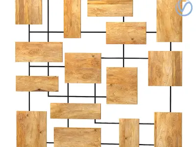 Decorative wall panel with mango wooden elements 3D model