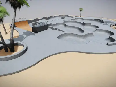 M0030 Beach Skatepark Low-poly 3D model