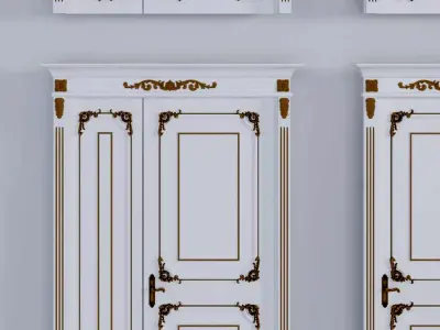 Luxury Classic baroque carved door 3D model