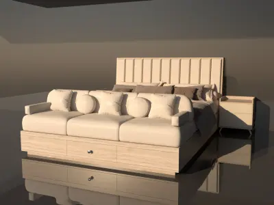 LuxeMorph Grand Bed -Luxury Transformable Bed with Sofa -Storage 3D model