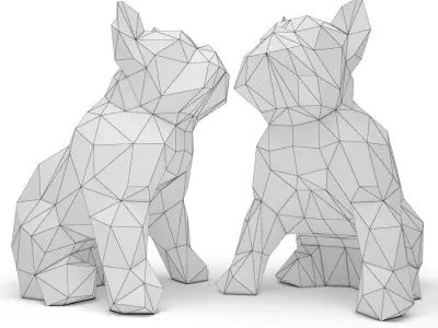 Origami Bulldog Sculpture marokka 3D model