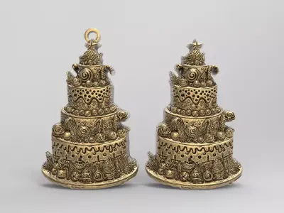 christmas tree cake decor  3D print model