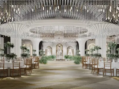 banquet hall Low-poly 3D model