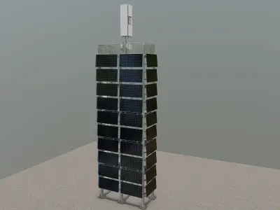 Vertical Solar Panel Tower Type-1 3D model