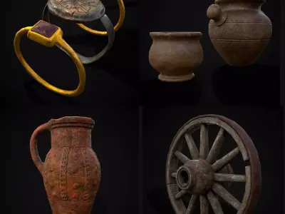 Medieval Prop Mix Fifty Seven 3D Model Collection